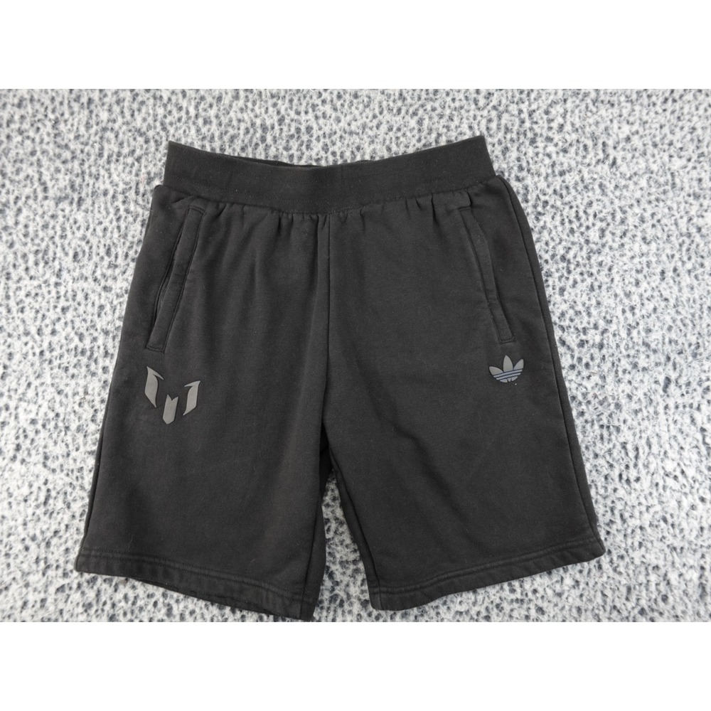 Adidas‎ Messi Shorts Boys XL Black Good Trefoil Logo Zipper Pockets Athletic